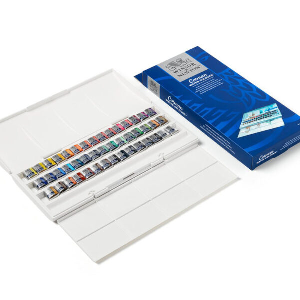 Winsor & Newton - Cotman - Juego de 45 medias pastillas de acuarela : Arte  y Manualidades 