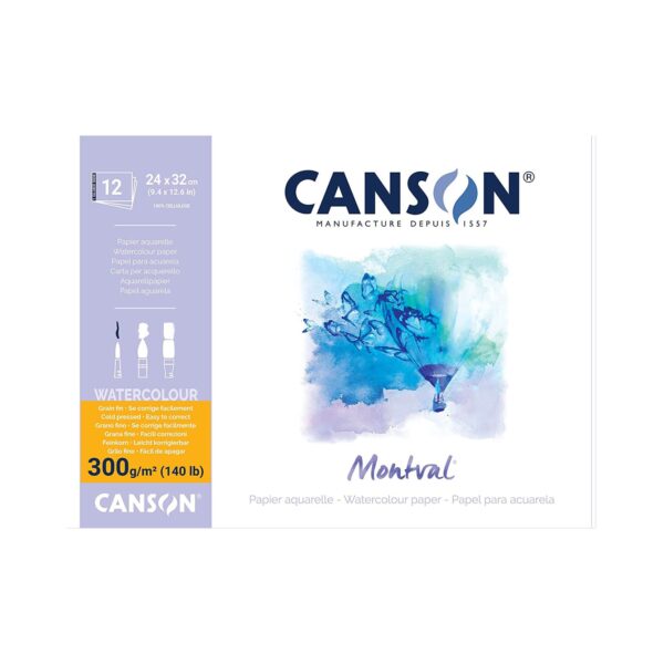  Canson A5 Acuarela con 10 hojas de papel de acuarela prensado  en frío blanco A3 : Arte y Manualidades