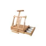 Caballete de sobremesa para artista con cajón forrado en metal