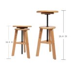 Taburete de dibujo de madera con altura ajustable – Natural - Imagen 2