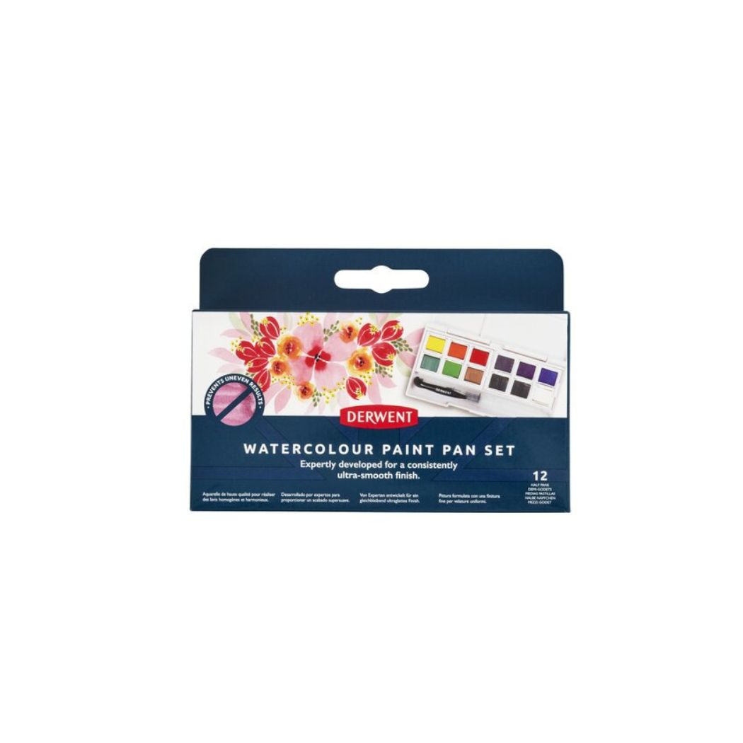 2 Watercolour Paint Pan 12 Set Derwent - Imagen 1