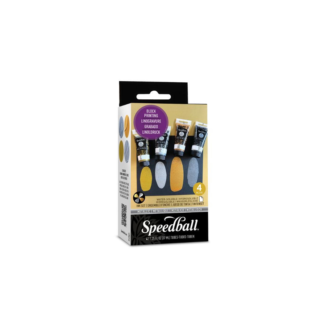 1 Set de 4 tintas metálicas solubles en agua para grabado Speedball - Imagen 1